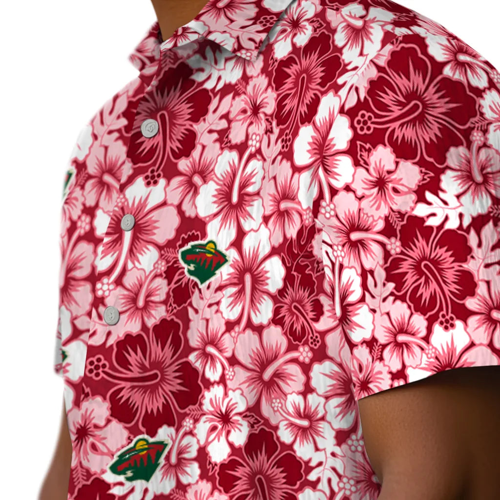 Minnesota Wild Hawaiian Shirt - Hibiscus Blooms | Hula Hawaiian Shirts
