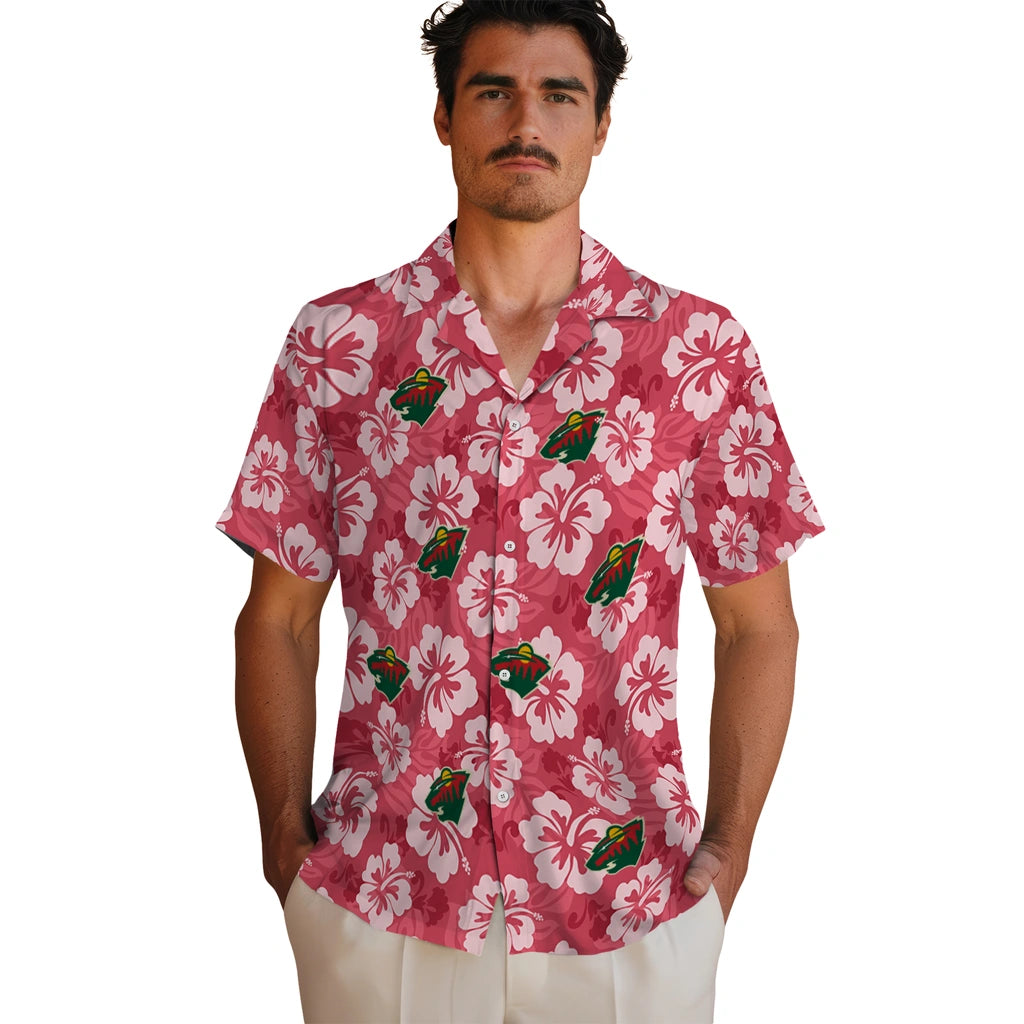 Minnesota Wild Hawaiian Shirt - Hibiscus Cluster | Hula Hawaiian Shirts