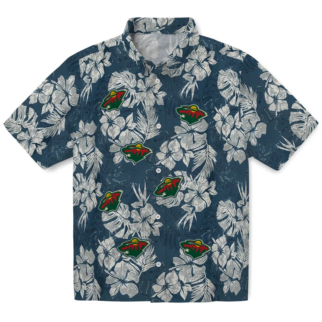 Minnesota Wild Hawaiian Shirt - Hibiscus Flowers | Hula Hawaiian Shirts