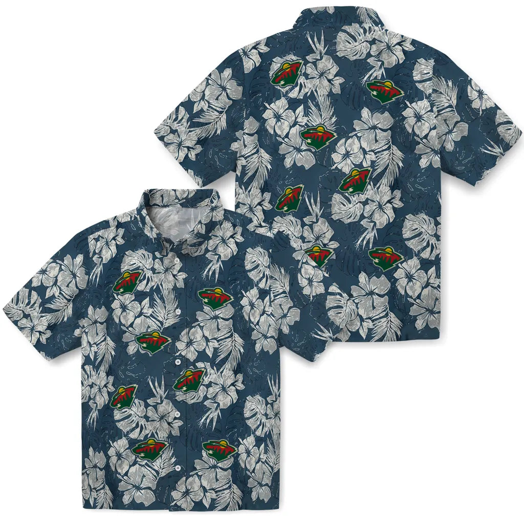 Minnesota Wild Hawaiian Shirt - Hibiscus Flowers | Hula Hawaiian Shirts