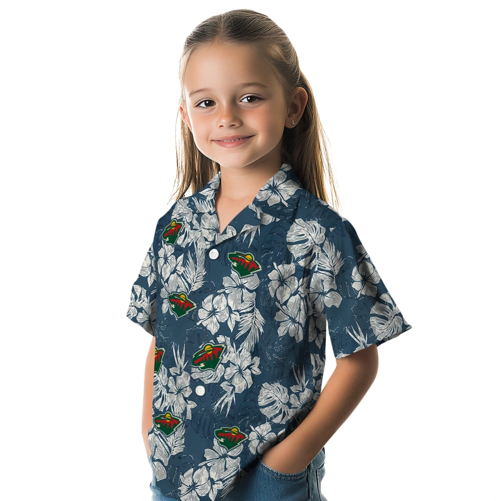 Minnesota Wild Hawaiian Shirt - Hibiscus Flowers | Hula Hawaiian Shirts