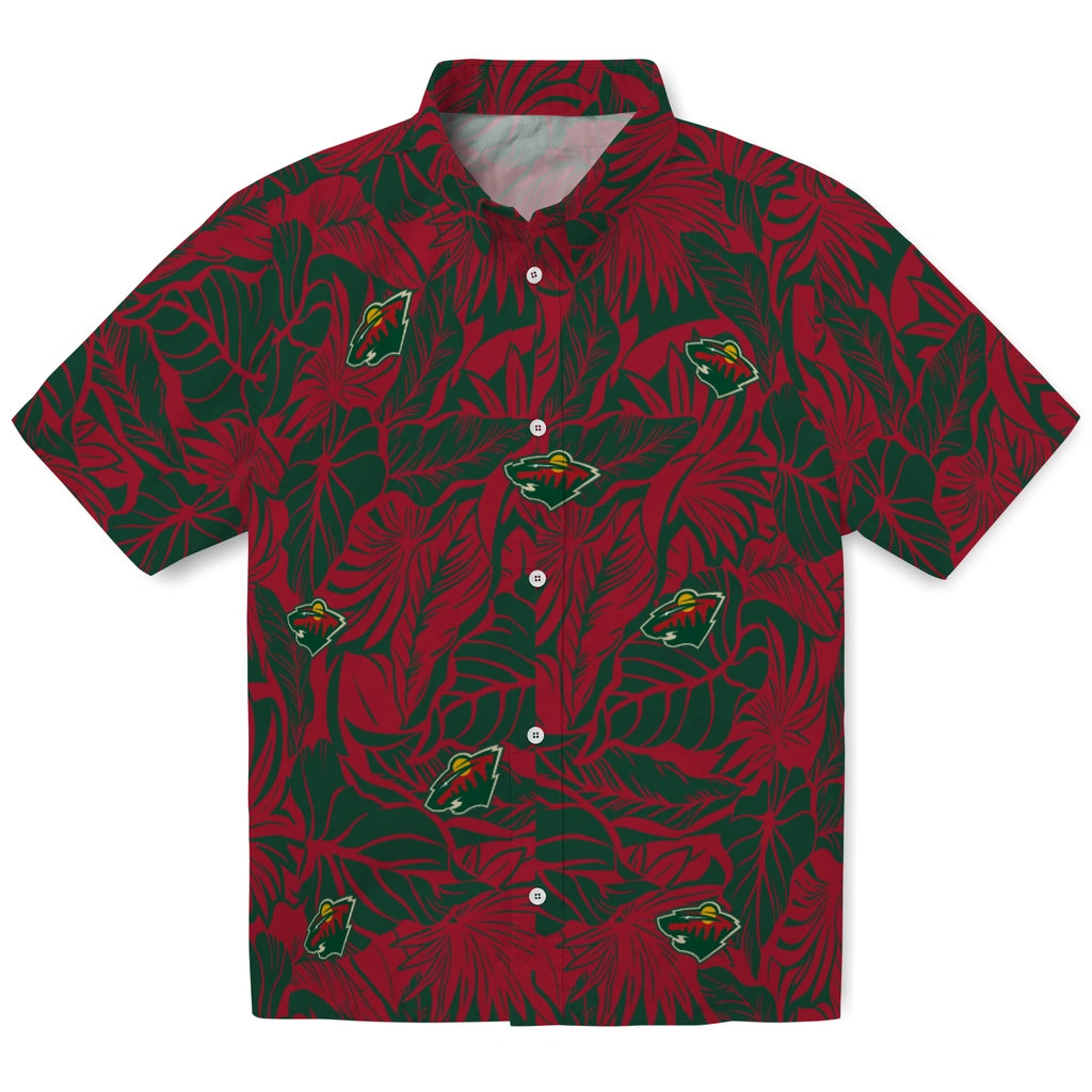 Minnesota Wild Hawaiian Shirt - Monstera Layer | Hula Hawaiian Shirts