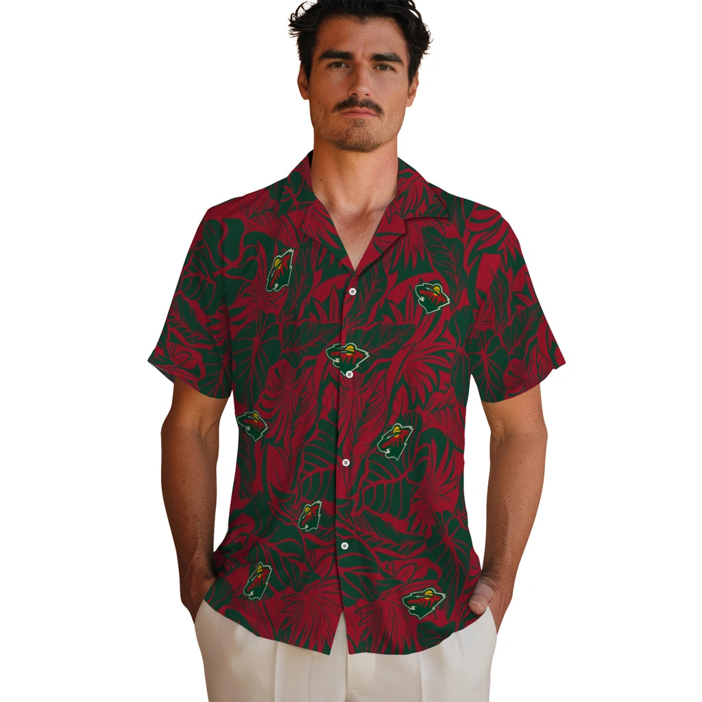 Minnesota Wild Hawaiian Shirt - Monstera Layer | Hula Hawaiian Shirts