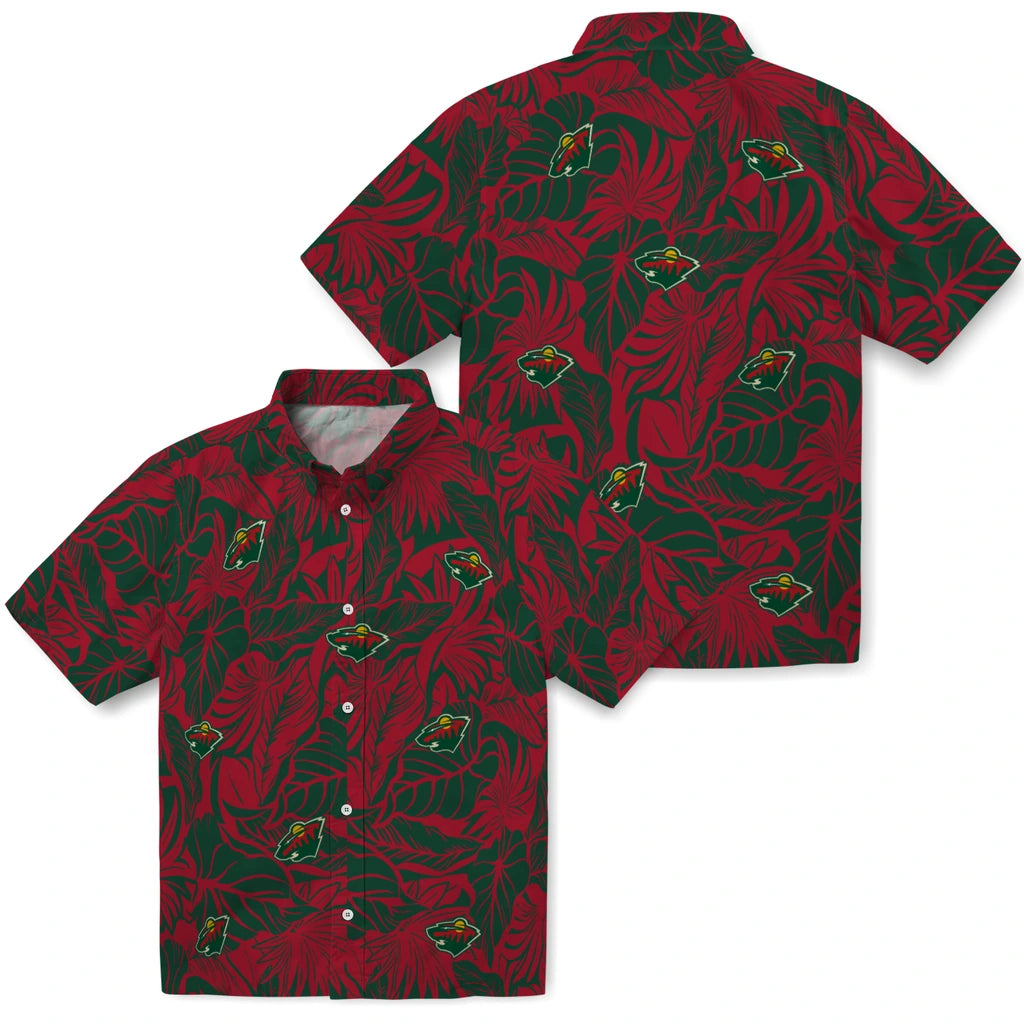 Minnesota Wild Hawaiian Shirt - Monstera Layer | Hula Hawaiian Shirts