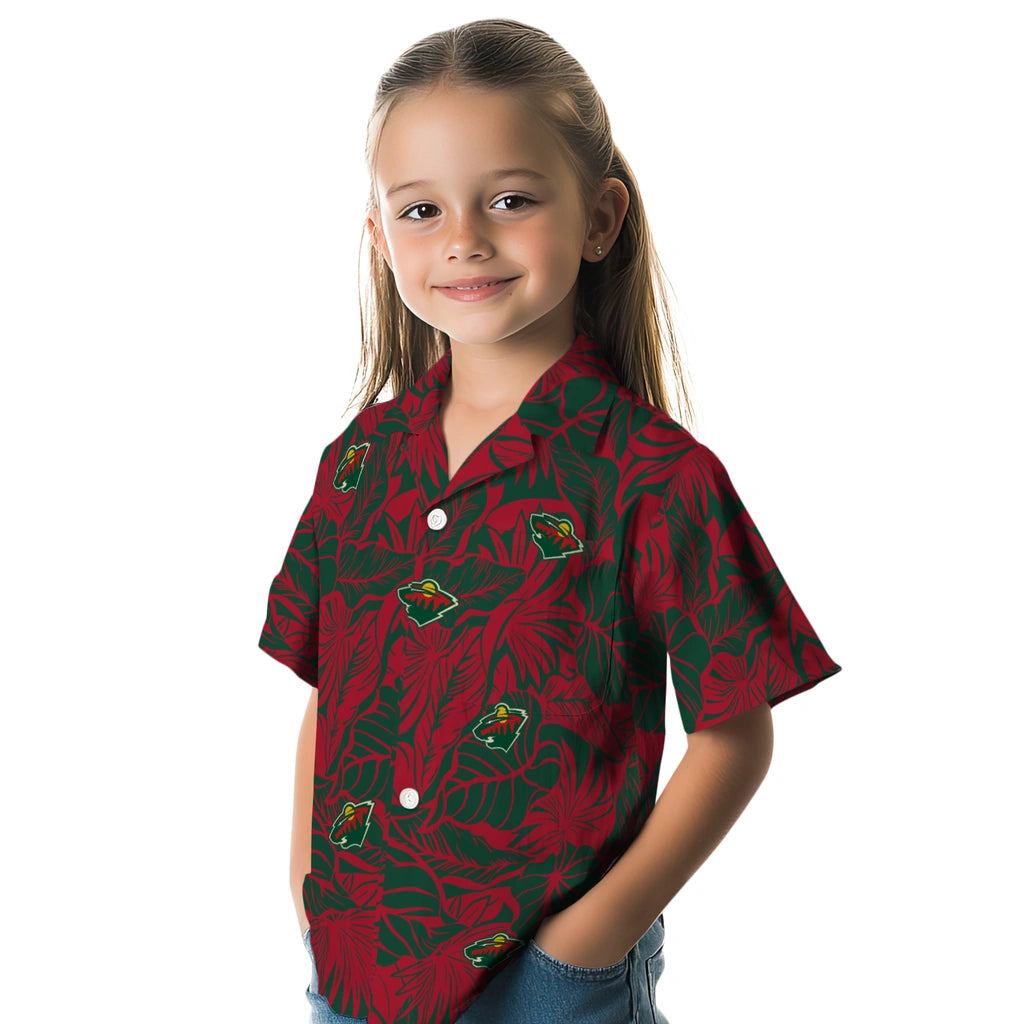 Minnesota Wild Hawaiian Shirt - Monstera Layer | Hula Hawaiian Shirts