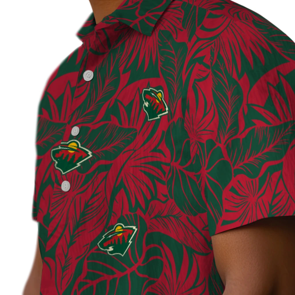 Minnesota Wild Hawaiian Shirt - Monstera Layer | Hula Hawaiian Shirts