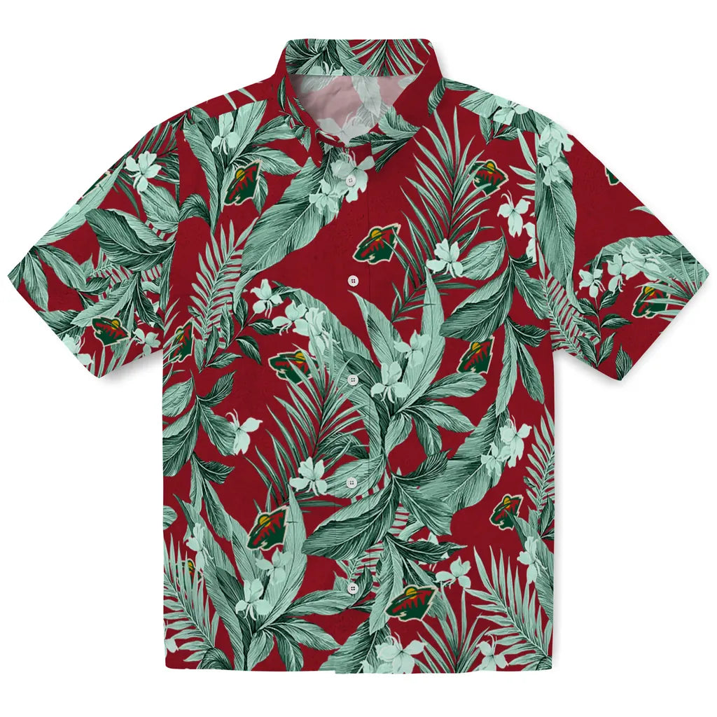 Minnesota Wild Hawaiian Shirt - Palm Leaves | Hula Hawaiian Shirts