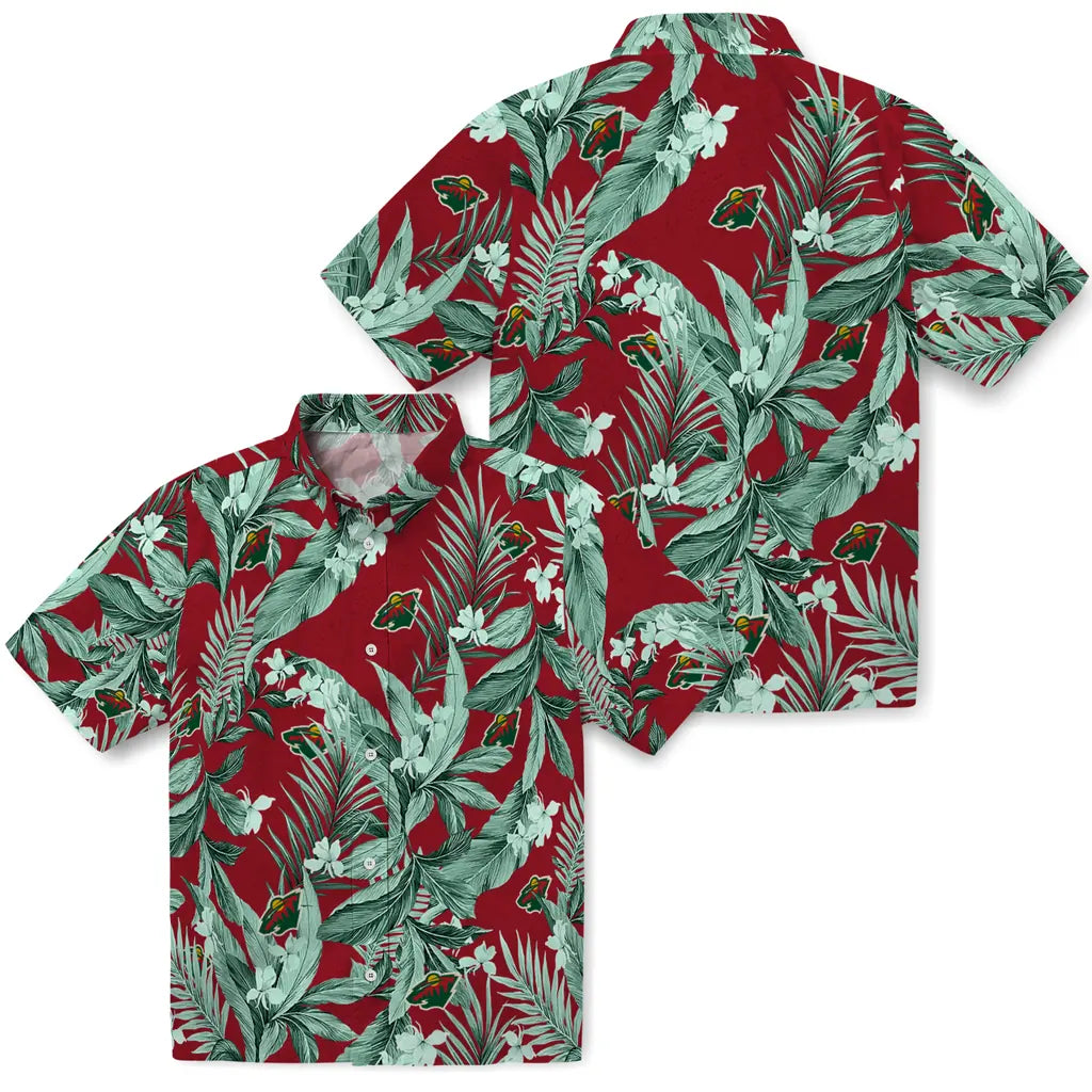 Minnesota Wild Hawaiian Shirt - Palm Leaves | Hula Hawaiian Shirts
