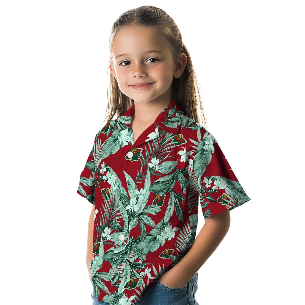 Minnesota Wild Hawaiian Shirt - Palm Leaves | Hula Hawaiian Shirts