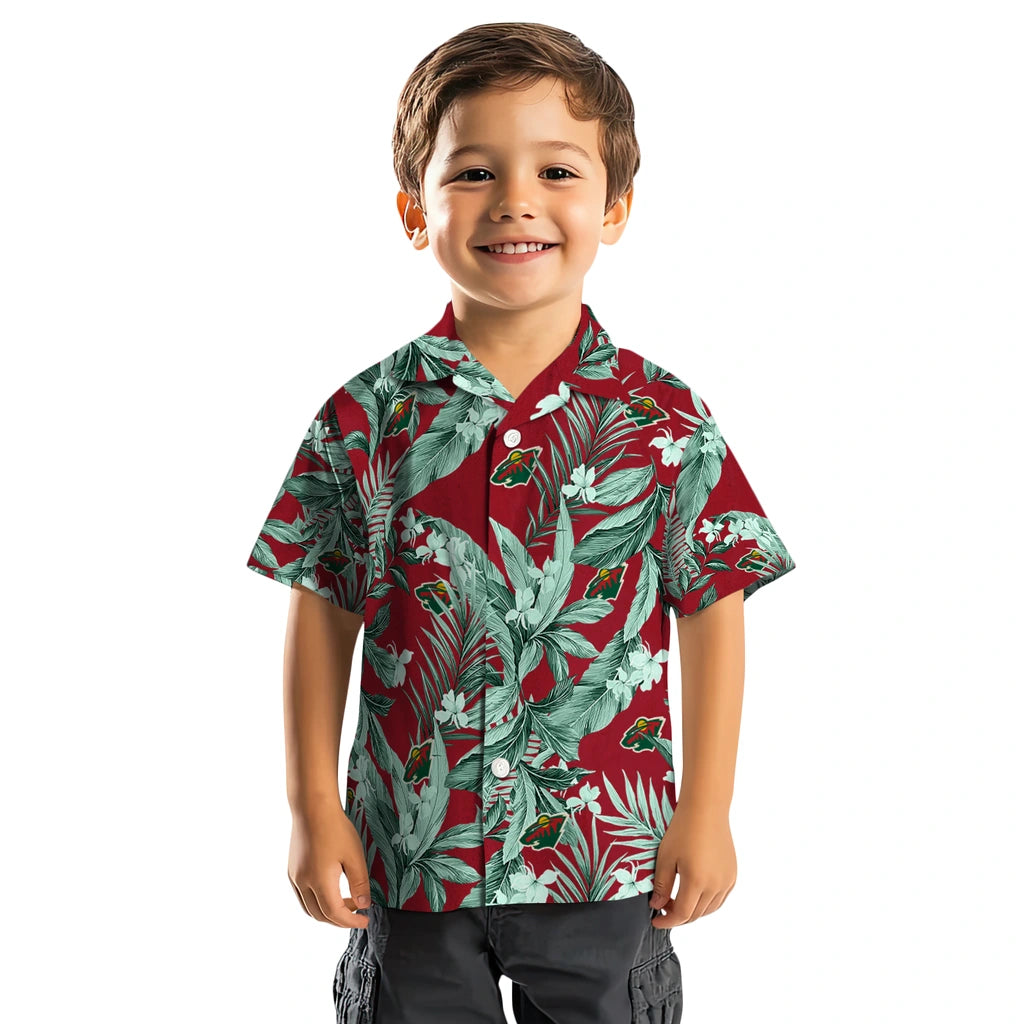 Minnesota Wild Hawaiian Shirt - Palm Leaves | Hula Hawaiian Shirts