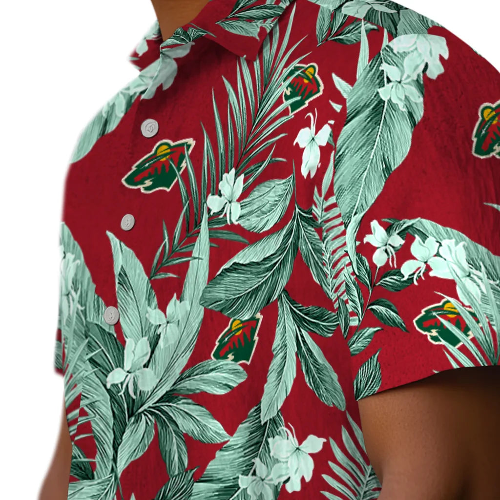Minnesota Wild Hawaiian Shirt - Palm Leaves | Hula Hawaiian Shirts