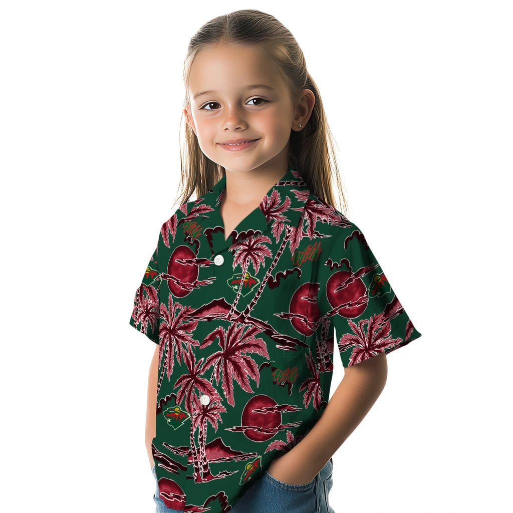 Minnesota Wild Hawaiian Shirt - Palm Sunset | Hula Hawaiian Shirts