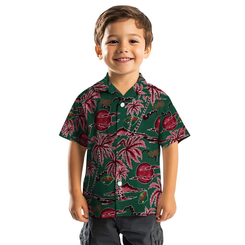 Minnesota Wild Hawaiian Shirt - Palm Sunset | Hula Hawaiian Shirts