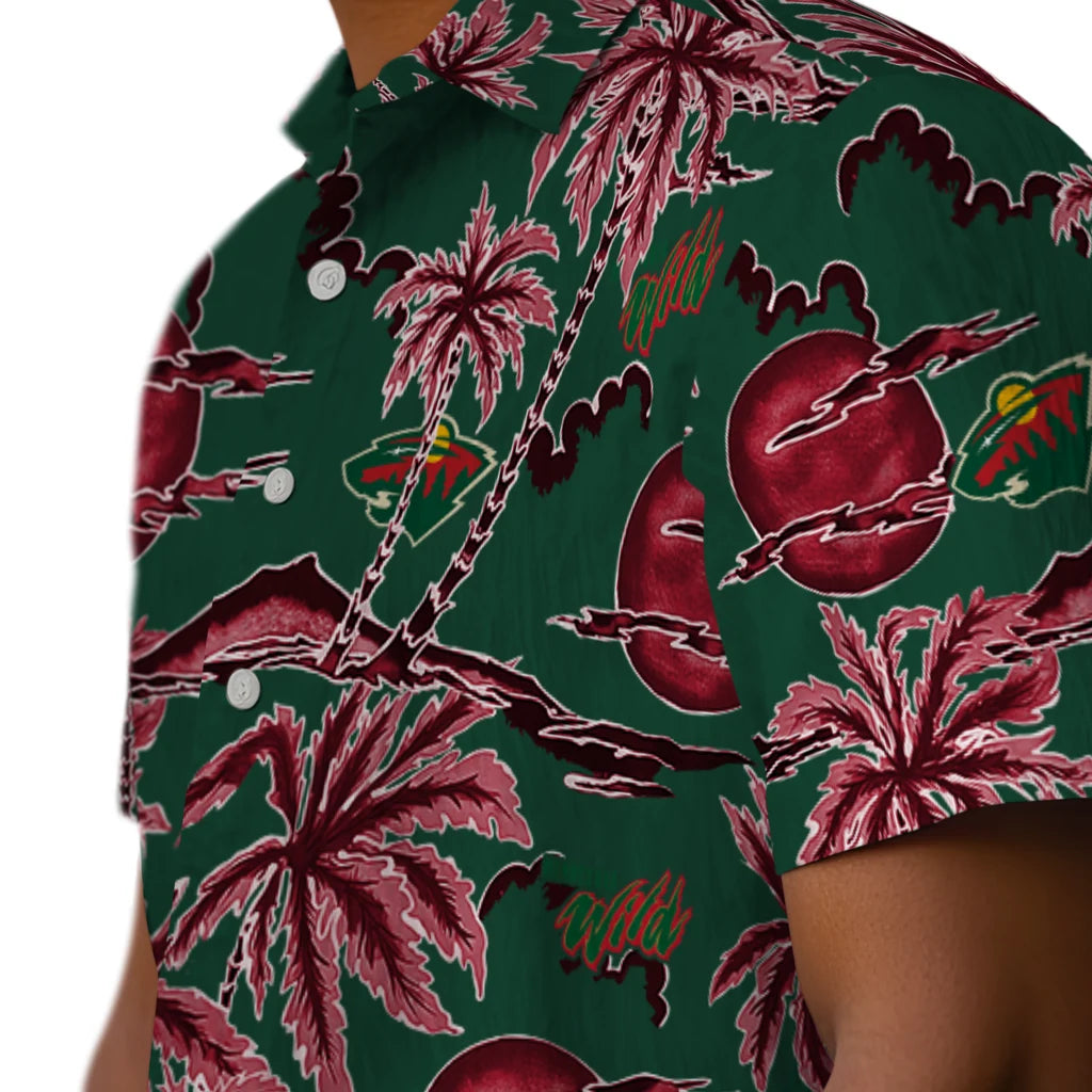 Minnesota Wild Hawaiian Shirt - Palm Sunset | Hula Hawaiian Shirts