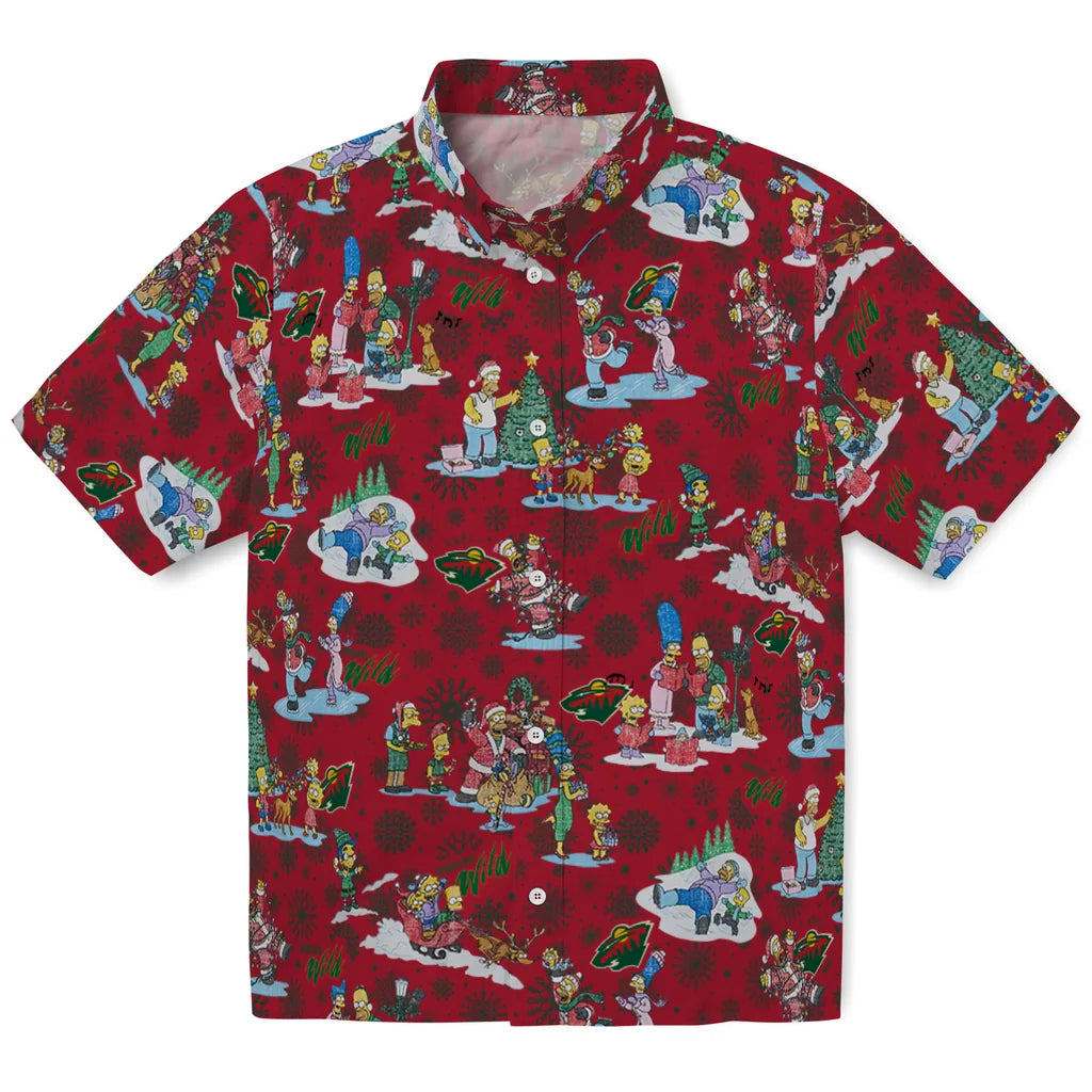 Minnesota Wild Hawaiian Shirt - Simpsons Christmas | Hula Hawaiian Shirts