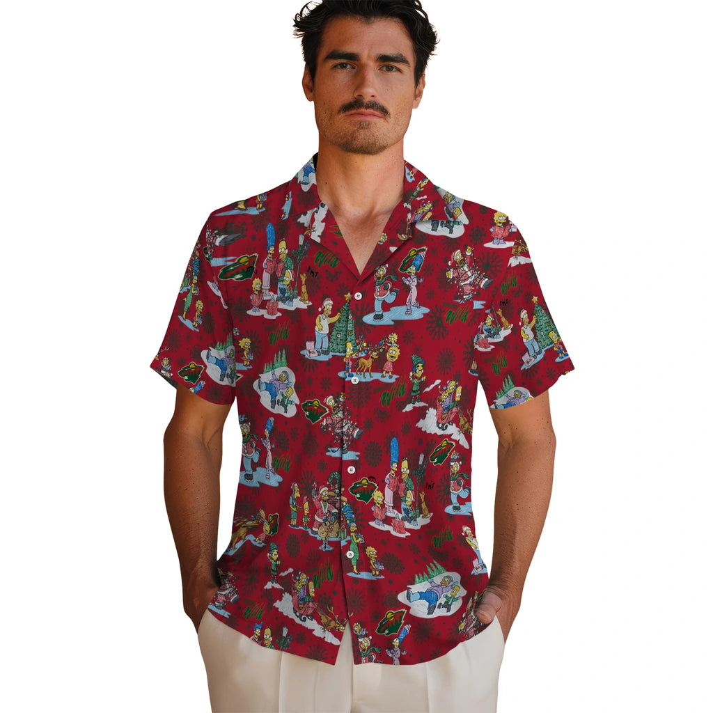 Minnesota Wild Hawaiian Shirt - Simpsons Christmas | Hula Hawaiian Shirts