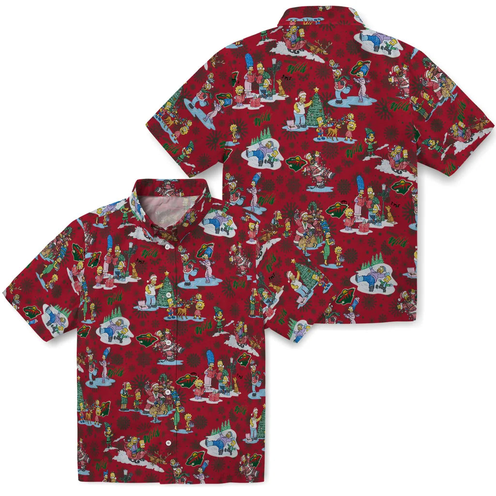 Minnesota Wild Hawaiian Shirt - Simpsons Christmas | Hula Hawaiian Shirts