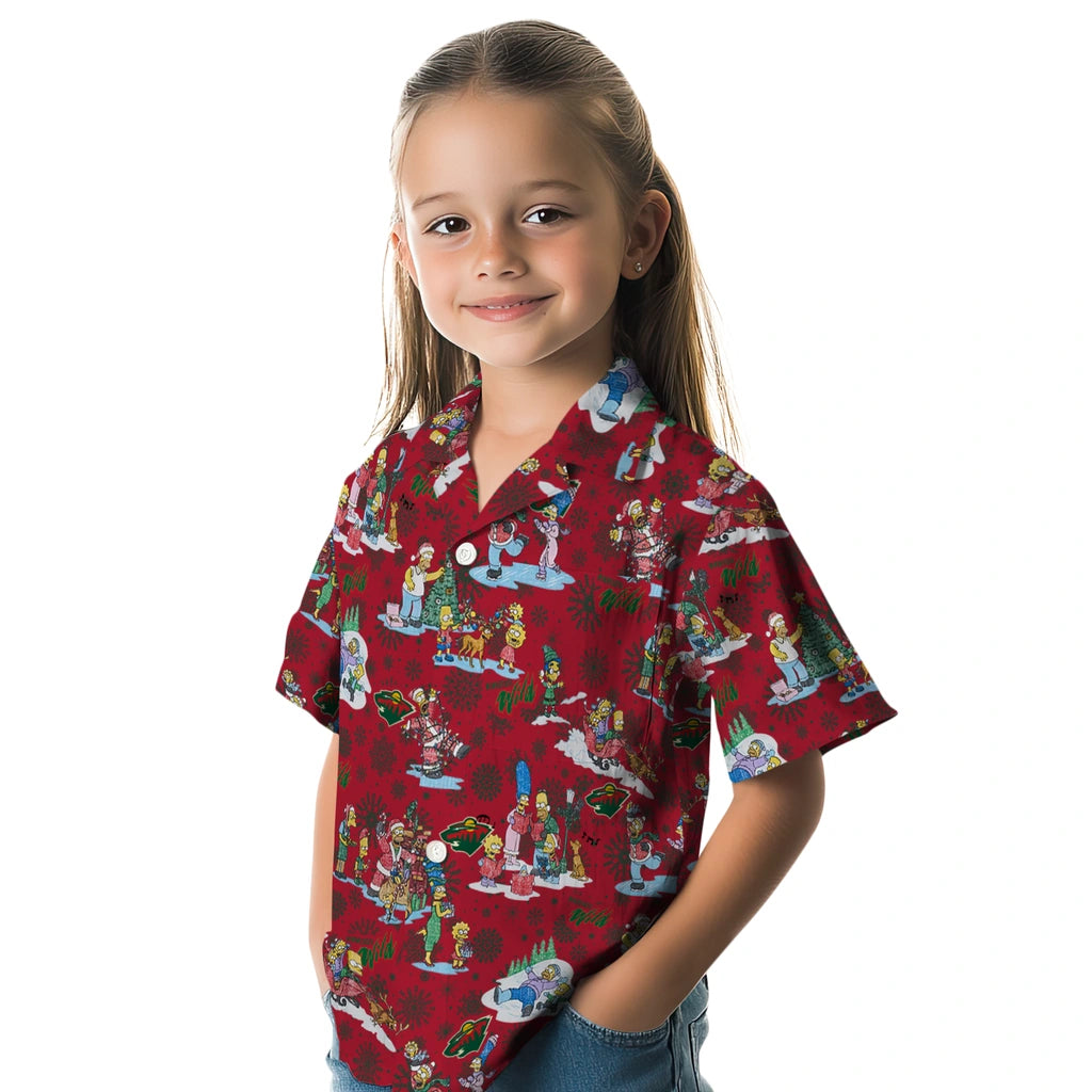 Minnesota Wild Hawaiian Shirt - Simpsons Christmas | Hula Hawaiian Shirts