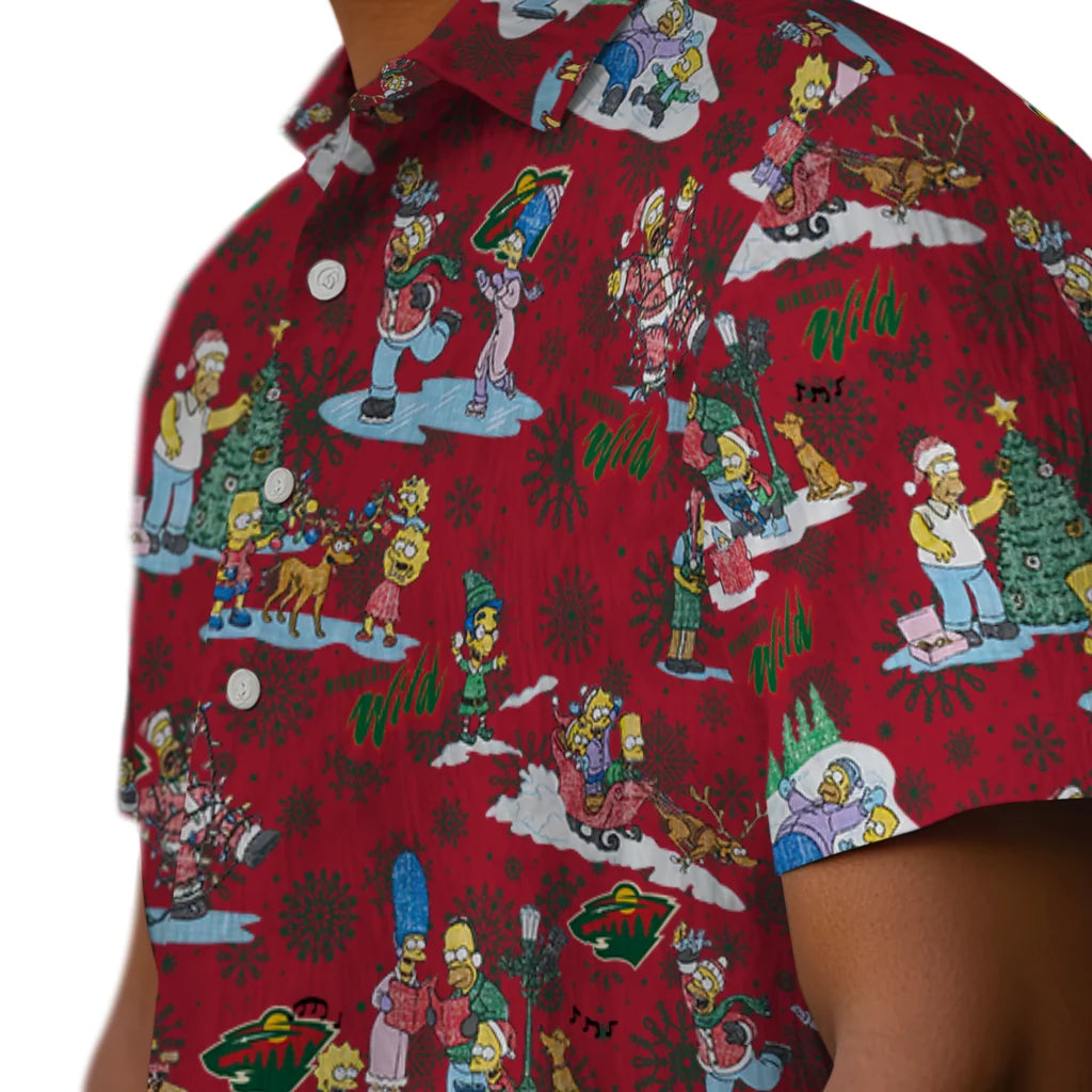 Minnesota Wild Hawaiian Shirt - Simpsons Christmas | Hula Hawaiian Shirts