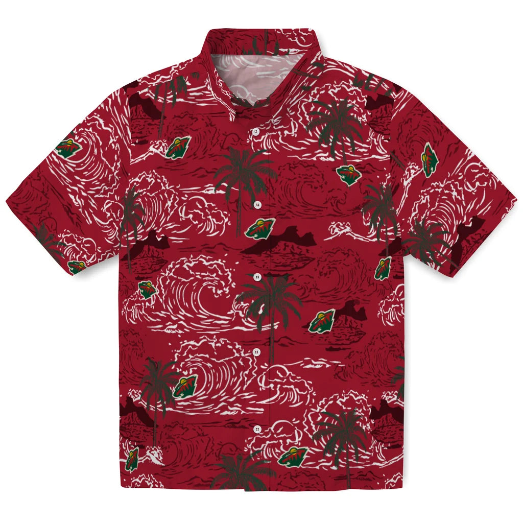 Minnesota Wild Hawaiian Shirt - Wave Palm | Hula Hawaiian Shirts