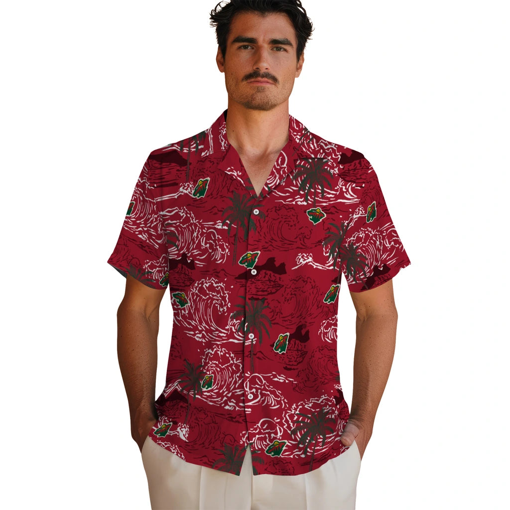 Minnesota Wild Hawaiian Shirt - Wave Palm | Hula Hawaiian Shirts