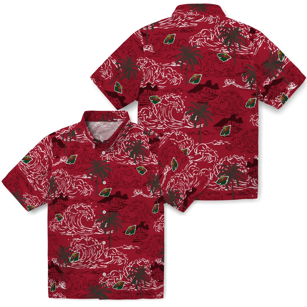 Minnesota Wild Hawaiian Shirt - Wave Palm | Hula Hawaiian Shirts