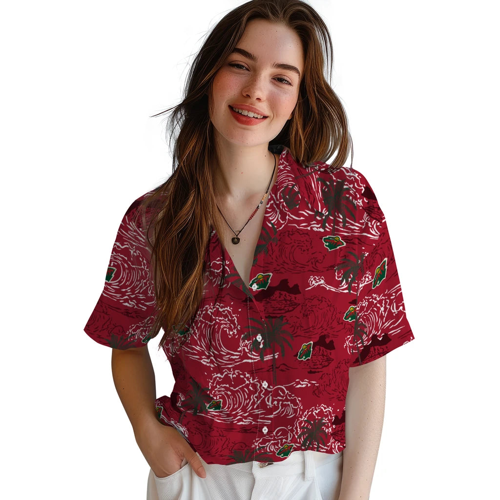 Minnesota Wild Hawaiian Shirt - Wave Palm | Hula Hawaiian Shirts