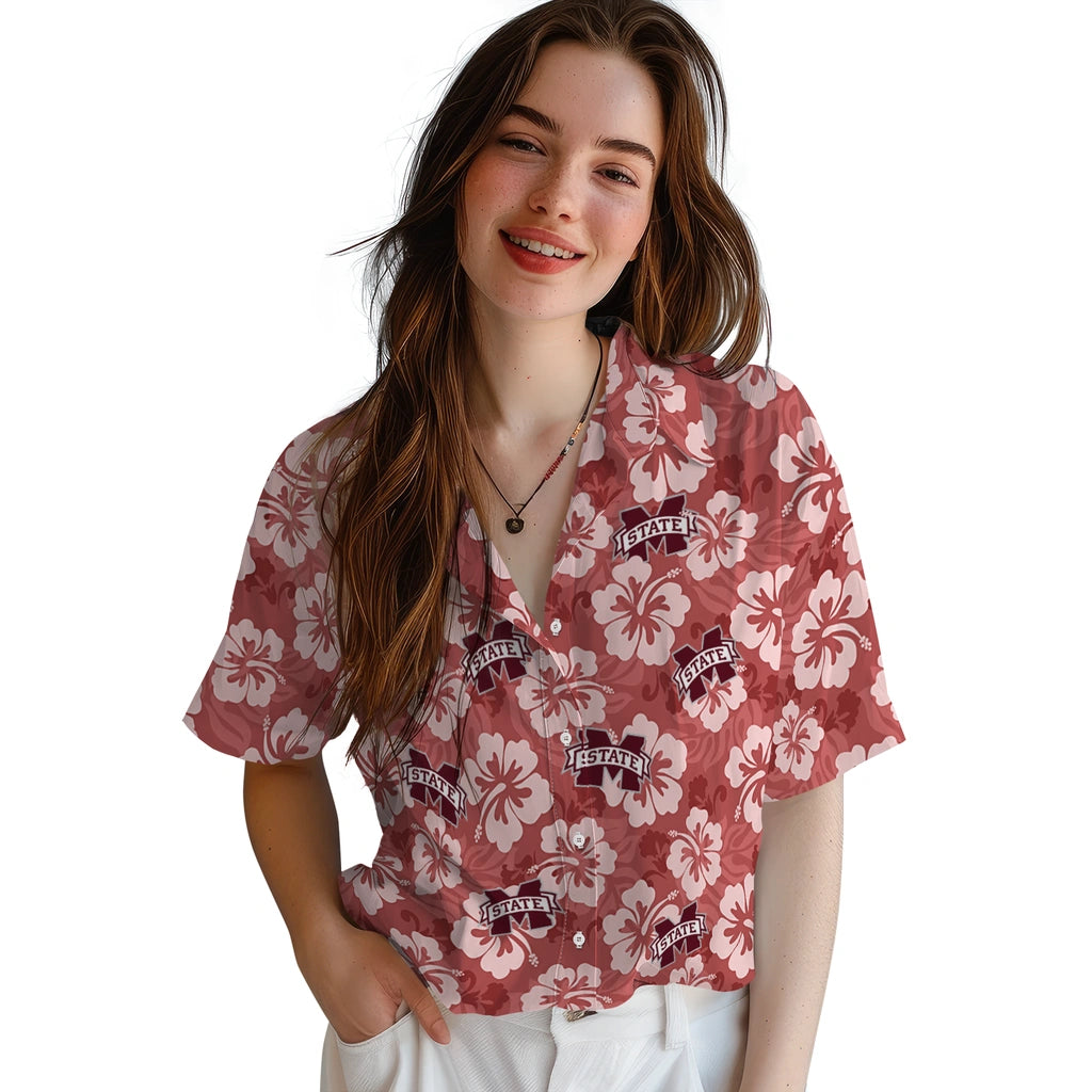 Mississippi State Bulldogs Hawaiian Shirt - Hibiscus Cluster | Hula Hawaiian Shirts