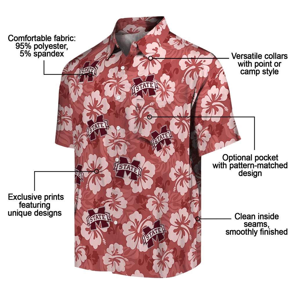 Mississippi State Bulldogs Hawaiian Shirt - Hibiscus Cluster | Hula Hawaiian Shirts