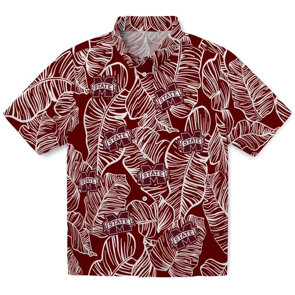 Mississippi State Bulldogs Hawaiian Shirt - Leaf Outline | Hula Hawaiian Shirts