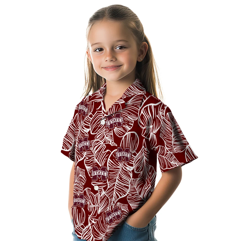 Mississippi State Bulldogs Hawaiian Shirt - Leaf Outline | Hula Hawaiian Shirts
