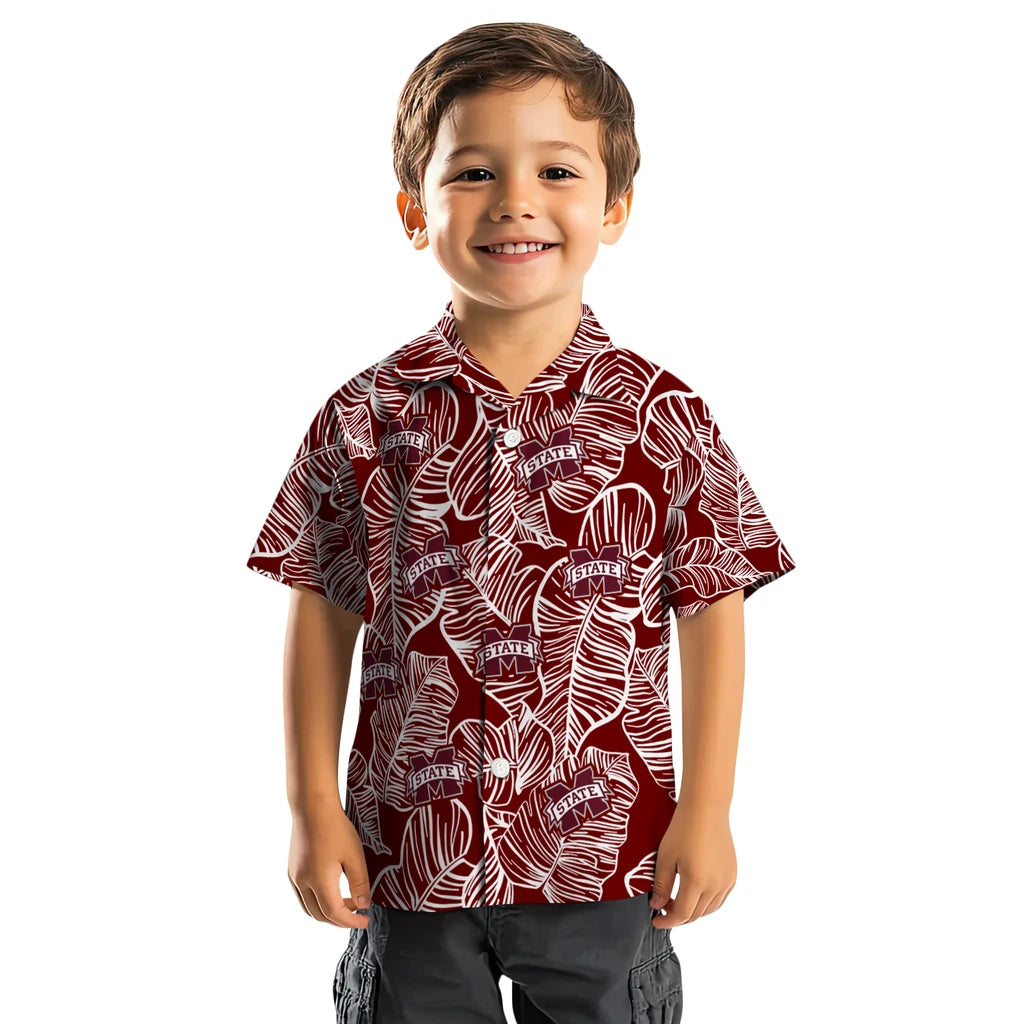 Mississippi State Bulldogs Hawaiian Shirt - Leaf Outline | Hula Hawaiian Shirts