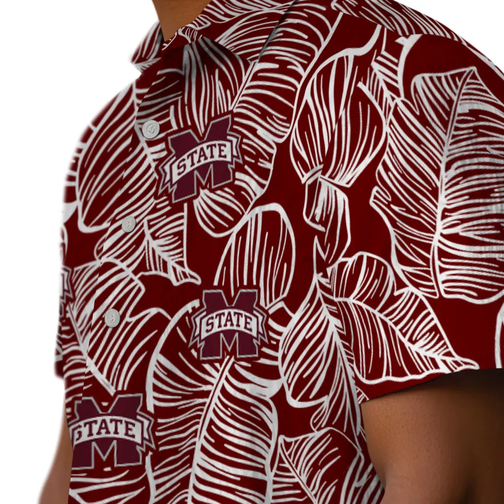 Mississippi State Bulldogs Hawaiian Shirt - Leaf Outline | Hula Hawaiian Shirts