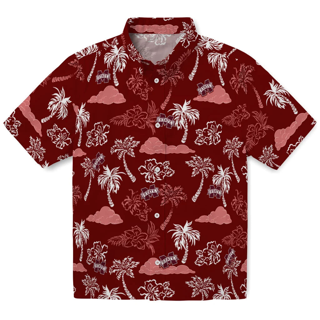 Mississippi State Bulldogs Hawaiian Shirt - Palm And Clouds | Hula Hawaiian Shirts