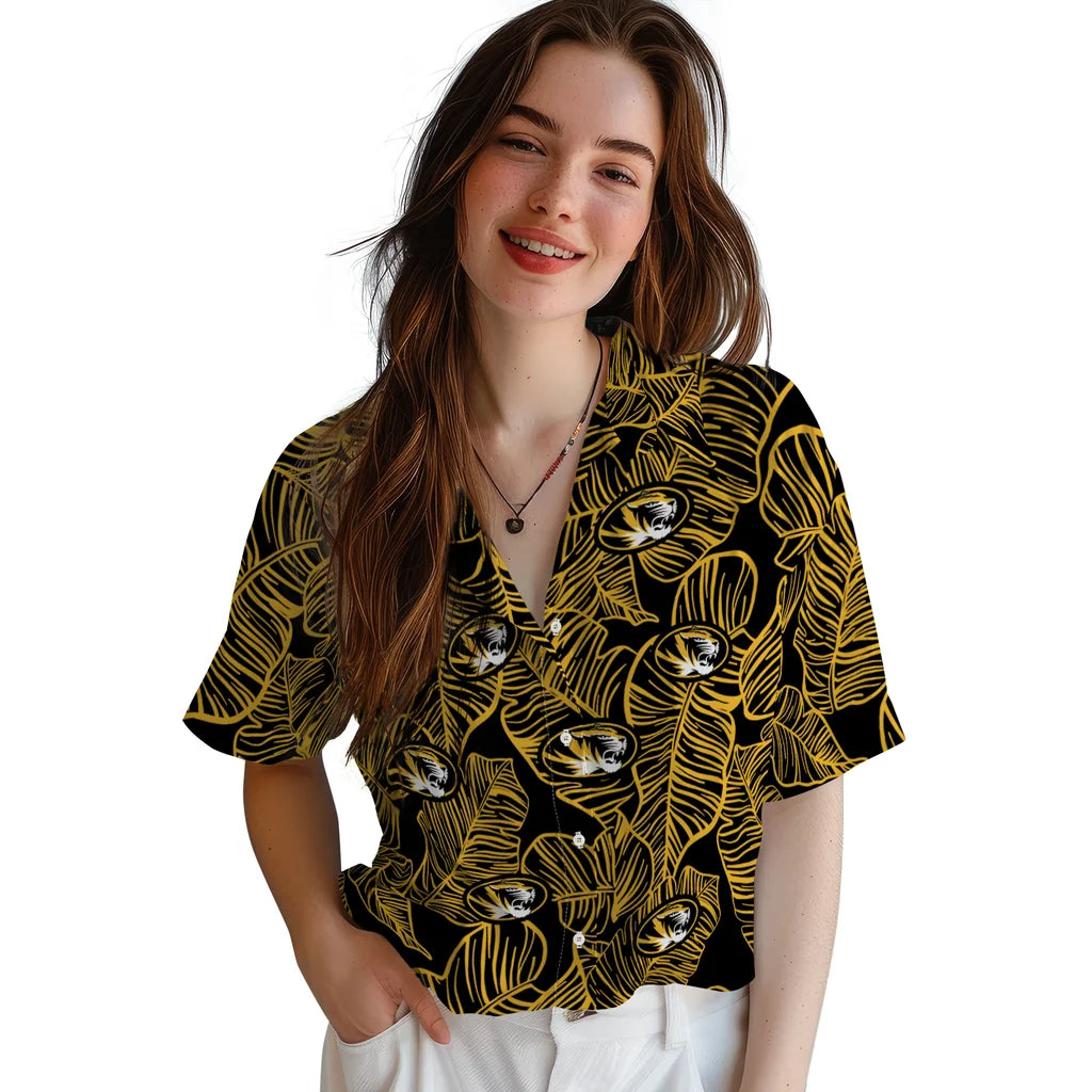 Missouri Tigers Hawaiian Shirt - Leaf Outline | Hula Hawaiian Shirts