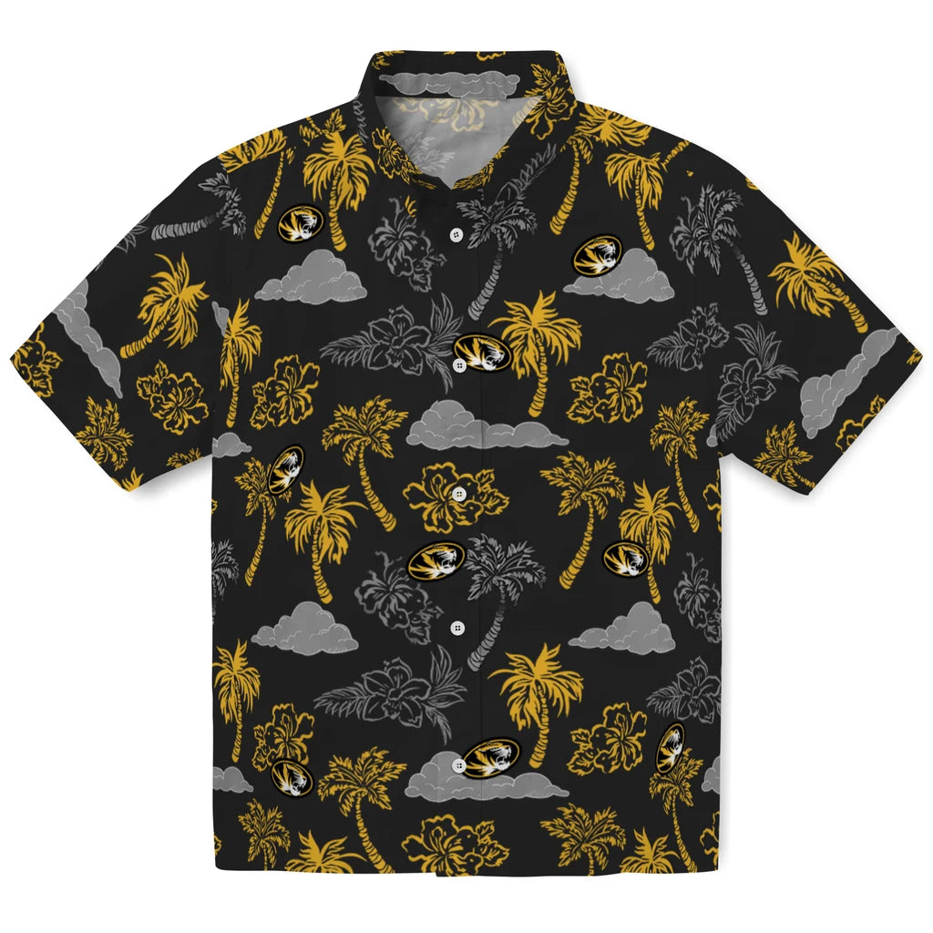 Missouri Tigers Hawaiian Shirt - Palm And Clouds | Hula Hawaiian Shirts