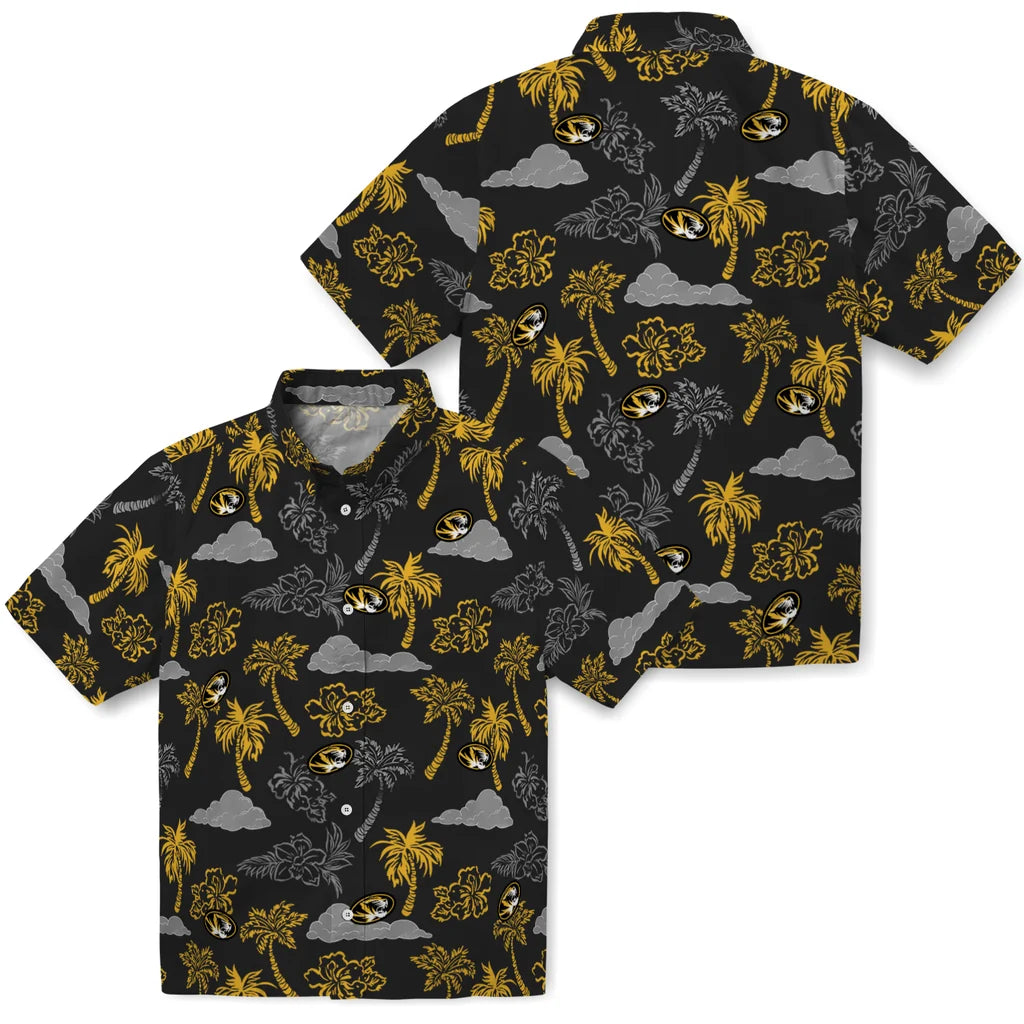 Missouri Tigers Hawaiian Shirt - Palm And Clouds | Hula Hawaiian Shirts