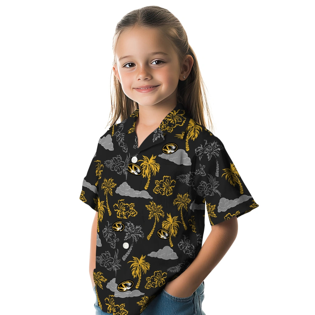 Missouri Tigers Hawaiian Shirt - Palm And Clouds | Hula Hawaiian Shirts