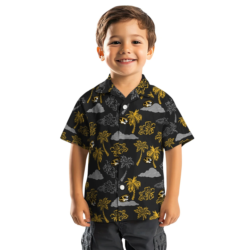 Missouri Tigers Hawaiian Shirt - Palm And Clouds | Hula Hawaiian Shirts