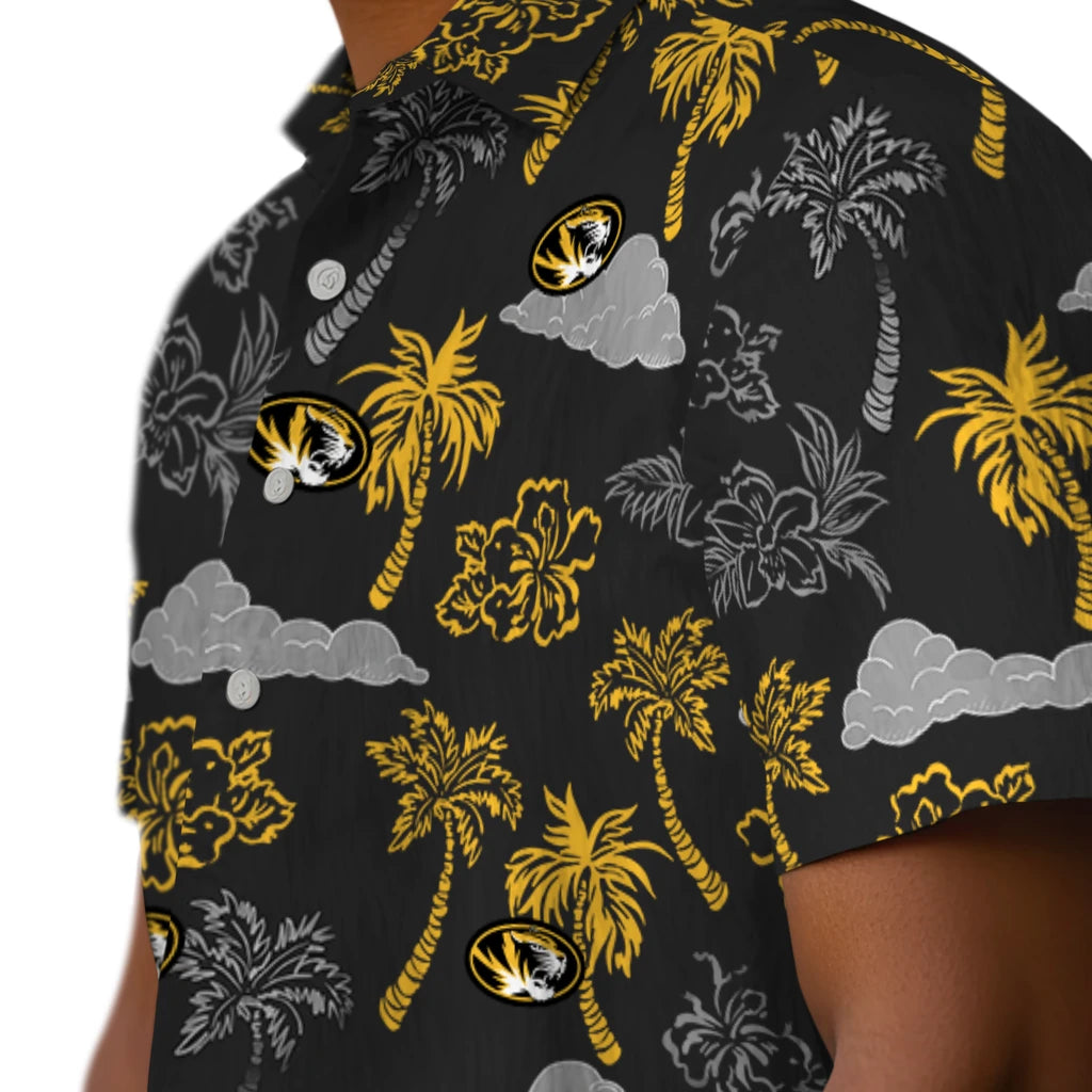 Missouri Tigers Hawaiian Shirt - Palm And Clouds | Hula Hawaiian Shirts