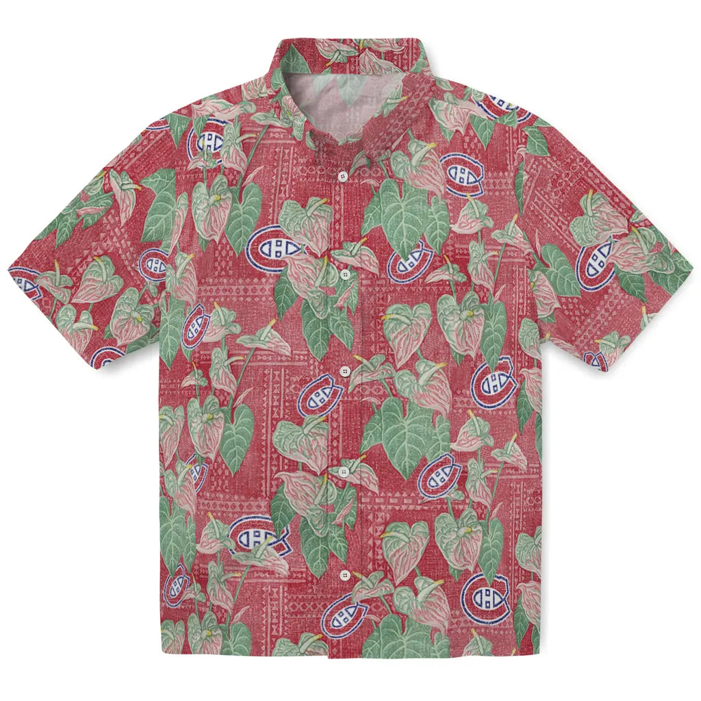 Montreal Canadiens Hawaiian Shirt - Anthurium Overlay | Hula Hawaiian Shirts