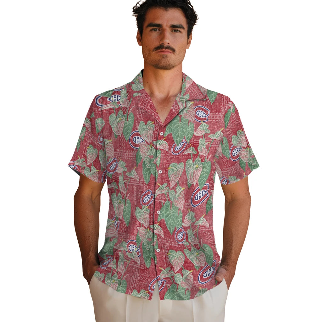 Montreal Canadiens Hawaiian Shirt - Anthurium Overlay | Hula Hawaiian Shirts