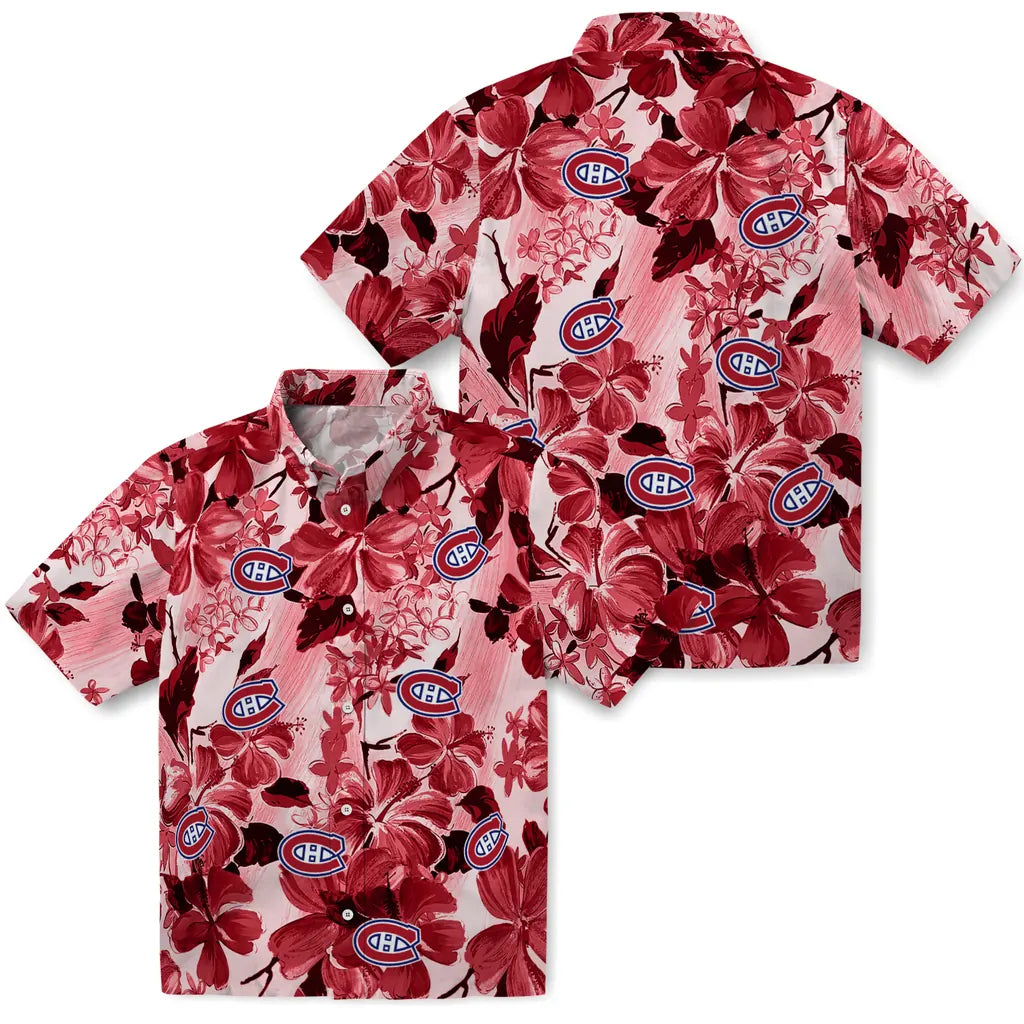 Montreal Canadiens Hawaiian Shirt - Hibiscus Arrangement | Hula Hawaiian Shirts