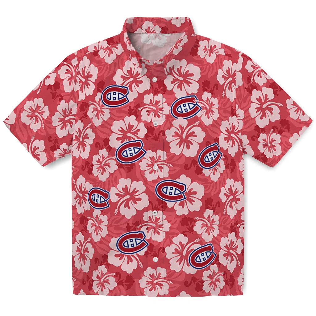 Montreal Canadiens Hawaiian Shirt - Hibiscus Cluster | Hula Hawaiian Shirts