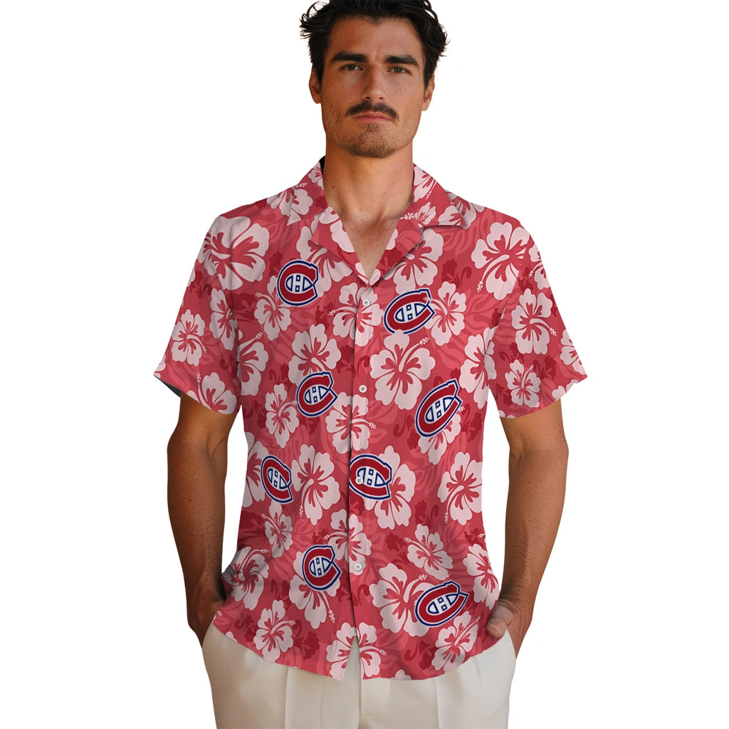 Montreal Canadiens Hawaiian Shirt - Hibiscus Cluster | Hula Hawaiian Shirts