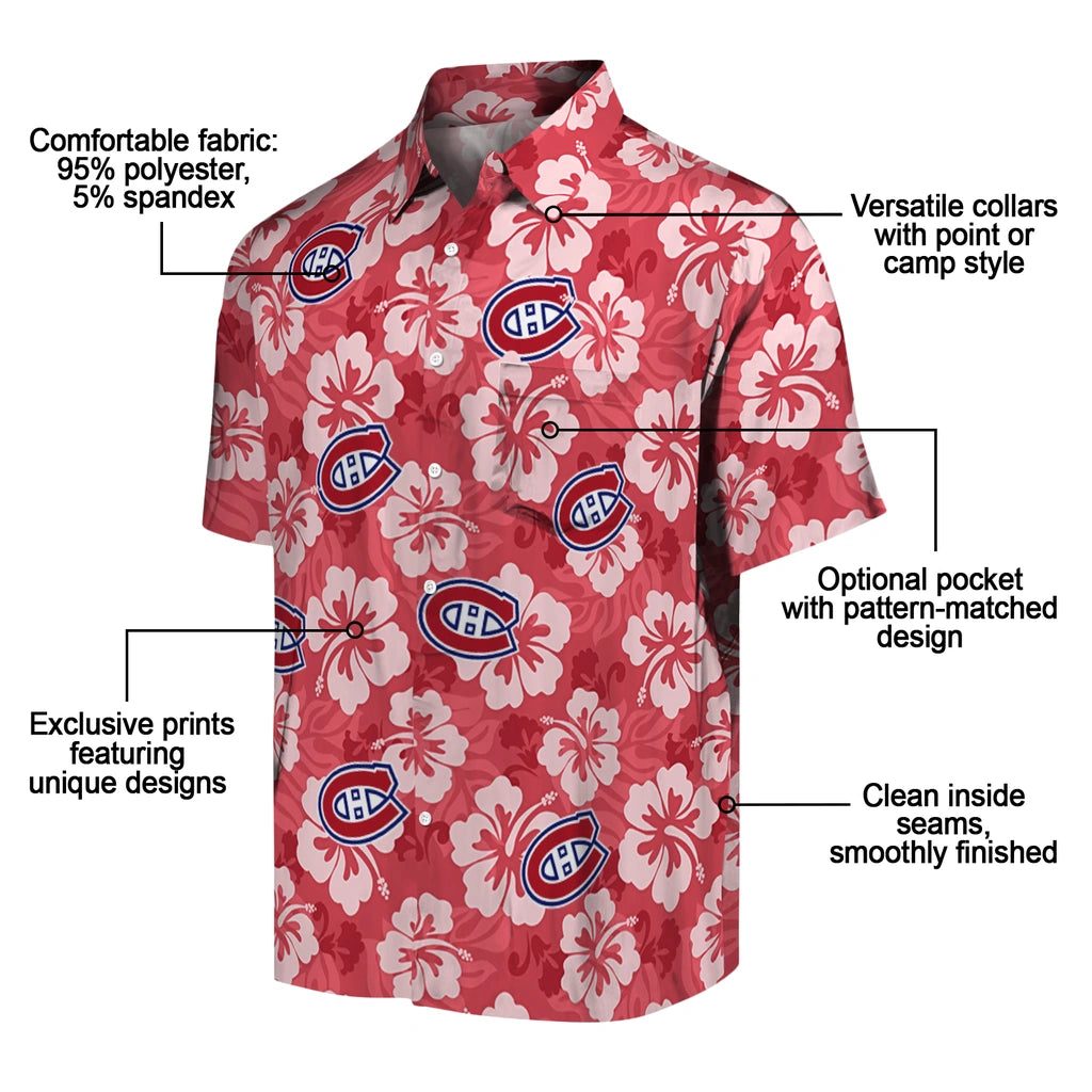 Montreal Canadiens Hawaiian Shirt - Hibiscus Cluster | Hula Hawaiian Shirts