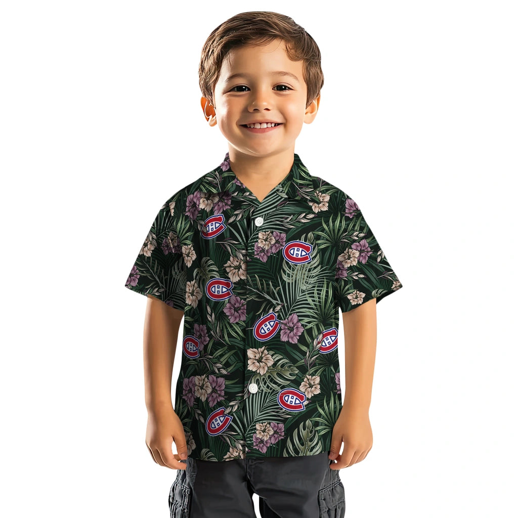 Montreal Canadiens Hawaiian Shirt - Hibiscus Leaves Pattern | Hula Hawaiian Shirts
