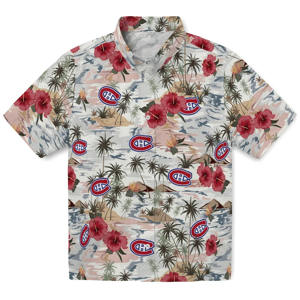 Montreal Canadiens Hawaiian Shirt - Hibiscus Seaside | Hula Hawaiian Shirts