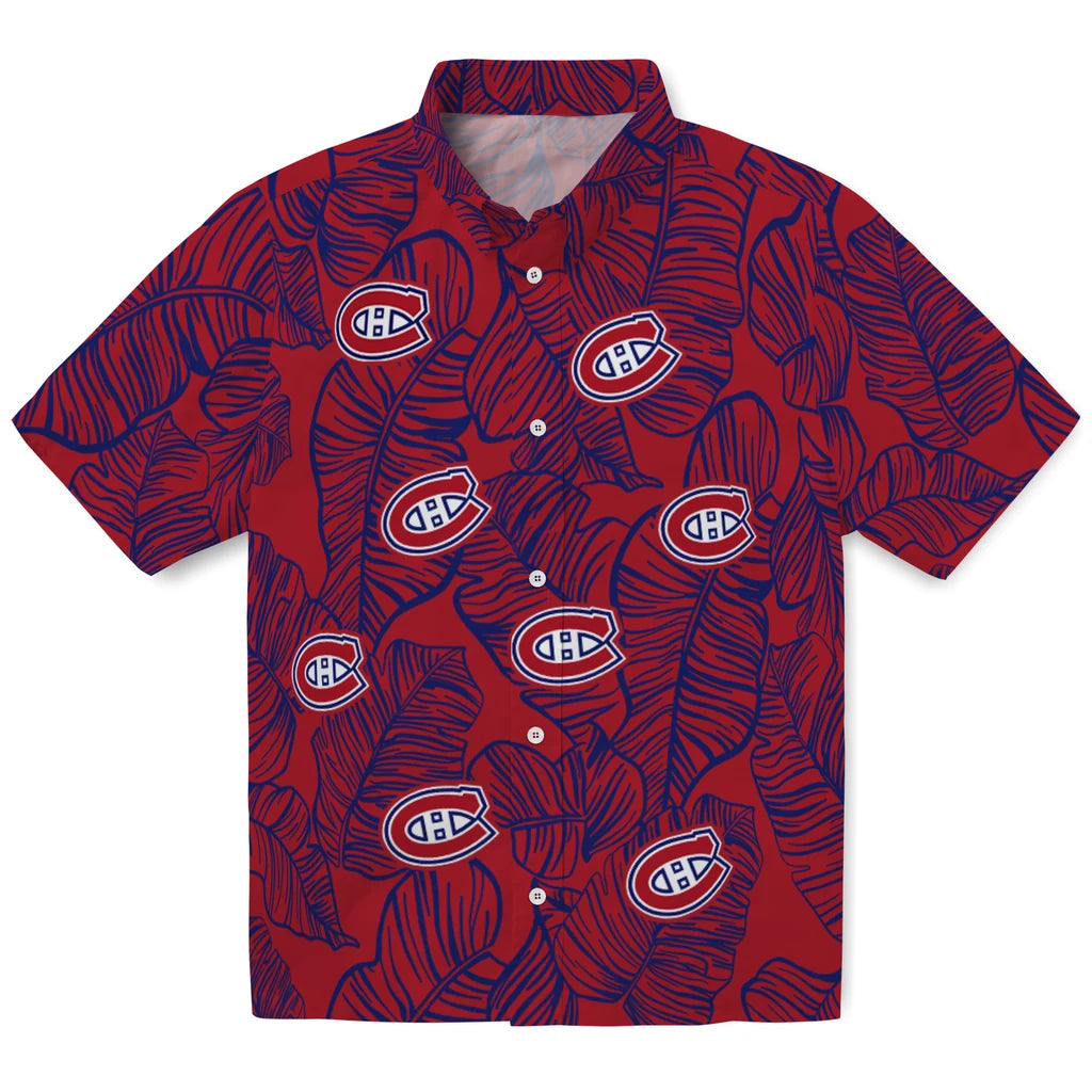 Montreal Canadiens Hawaiian Shirt - Leaf Outline | Hula Hawaiian Shirts