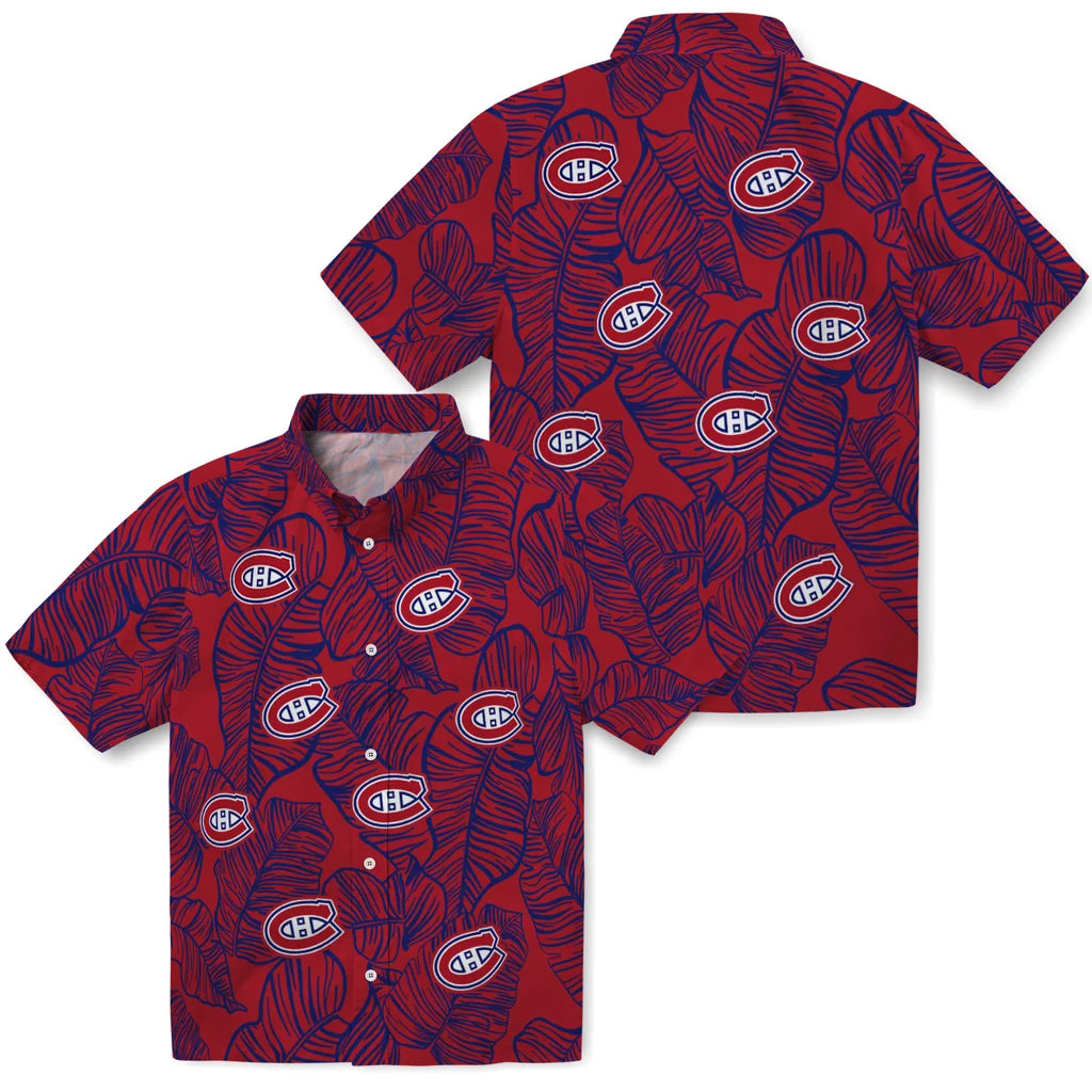 Montreal Canadiens Hawaiian Shirt - Leaf Outline | Hula Hawaiian Shirts